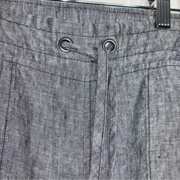 Athleta Women’s 8T Grey Pants Linen Pockets Drawstring Waist Flare Leisure - Picture 4 of 9